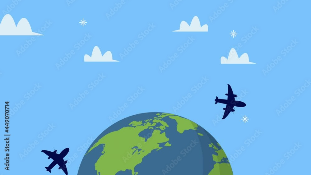 time travel with airplanes flying around earth planet
