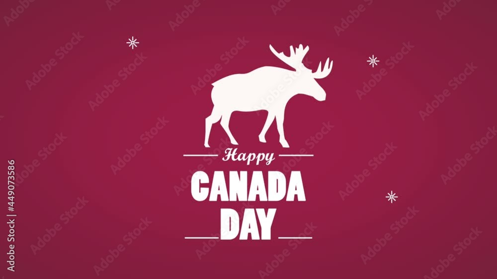 happy canada day lettering with moose silhouette