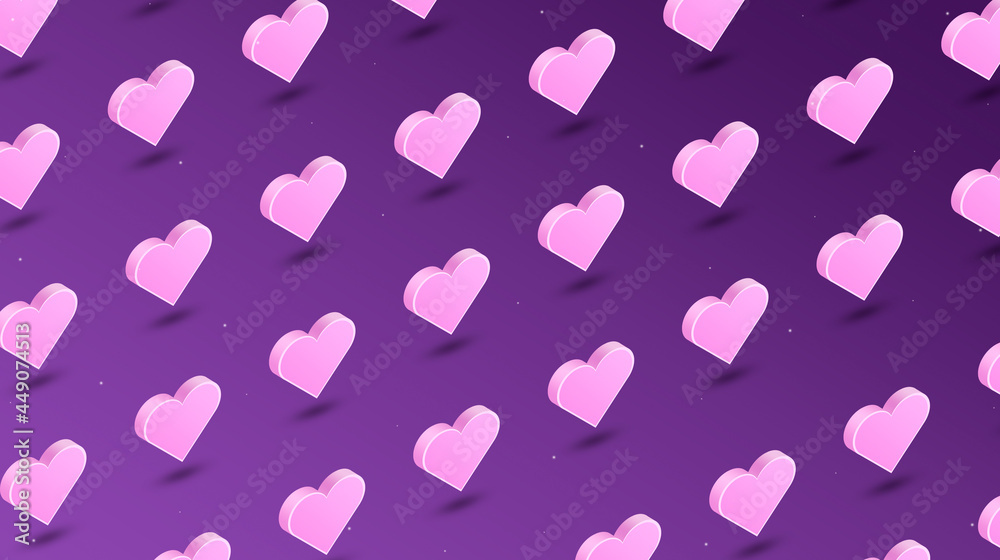 Many rows of heart icons, like icon 3d