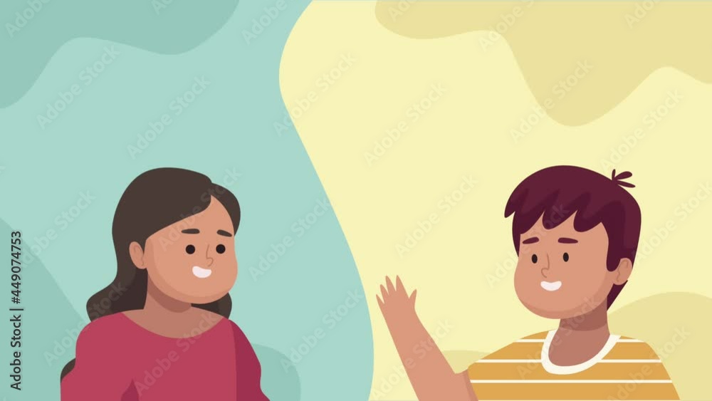 young couple characters talking animation young couple characters talking animation