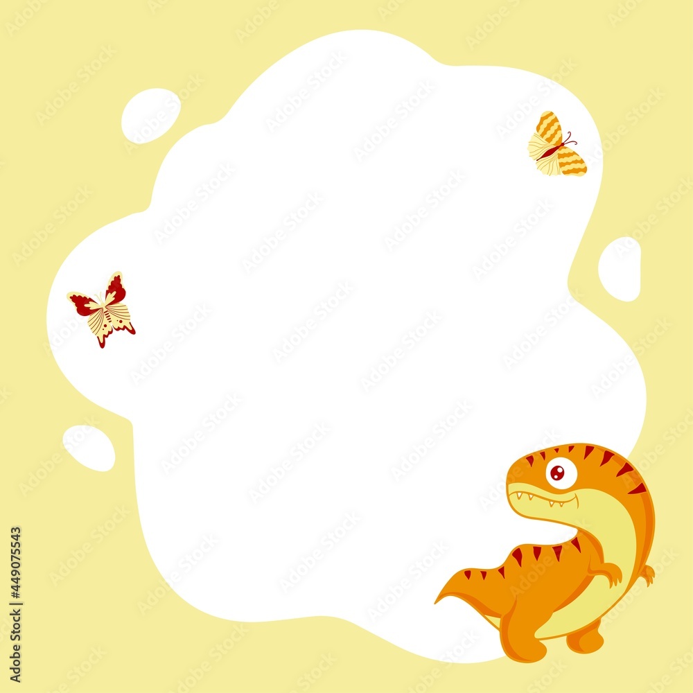 Dinosaurs. Vector frame in the form of a spot in a flat cartoon style. Template for children's photos, postcards, invitations. Dinosaurs. Vector frame in the form of a spot in a flat cartoon style. Template for children's photos, postcards, invitations.