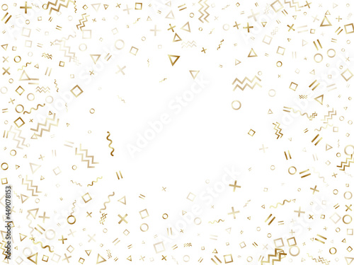 Memphis style geometric confetti background with triangle  circle  square  zigzag and wavy line