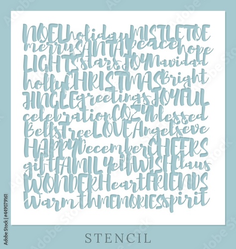 Christmas Stencil. Template for Christmas cards, invitations. Suitable for laser cutting or plotter cutting. 