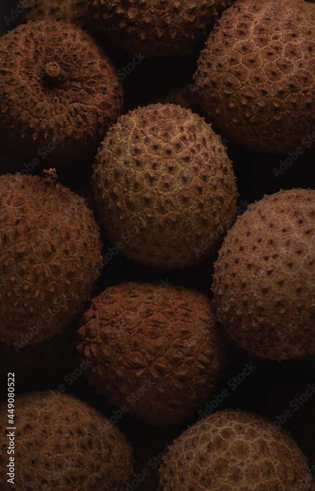 Delicious Lychees fruit macro close up, details