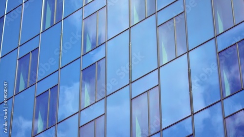 Modern architectural details. Modern glass facade with a geometric pattern