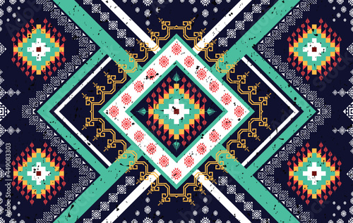 Ikat geometric Indian ethnic pattern design for background, fabric, clothing, wrapping, textile, texture, decoration, wallpaper, native, boho, mandala,  traditional embroidery vector background 