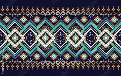 Ikat geometric Indian ethnic pattern design for background, fabric, clothing, wrapping, textile, texture, decoration, wallpaper, native, boho, mandala,  traditional embroidery vector background 