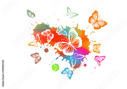 Abstraction multicolored butterflies. Vector illustration
