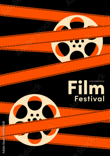 Movie and film poster design template background with vintage filmstrip
