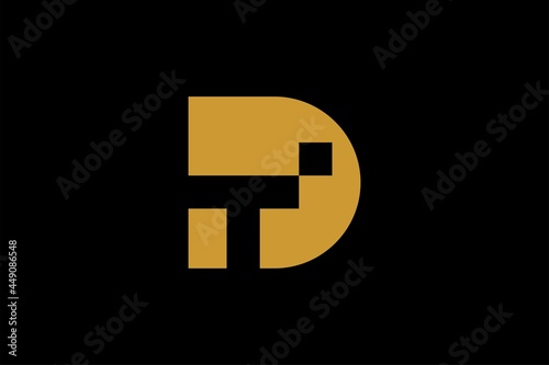 Letter DT and cross logo design vector. Monogram DT logo symbol.