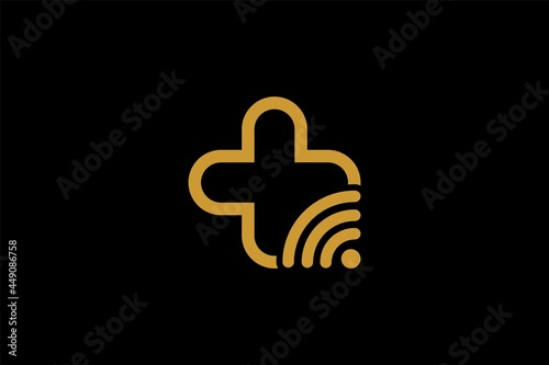 Doctor online virtual services logo design vector. Consultation to doctors via digital remote illustration symbol. Telemedicine service vector logo.