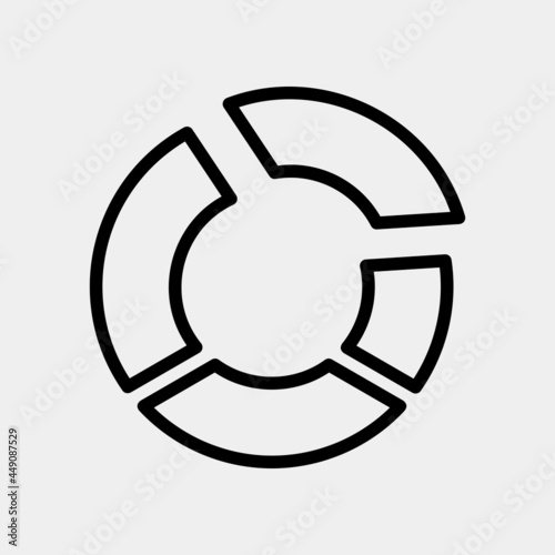 Pie chart icon vector illustration in line style for any projects