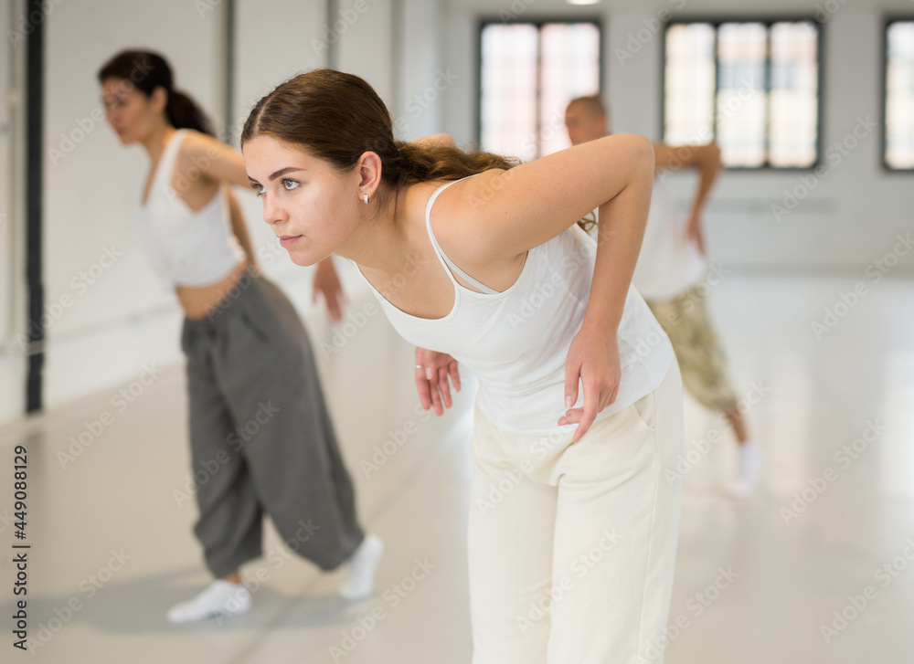 Group of dancers exercising in a dance studio