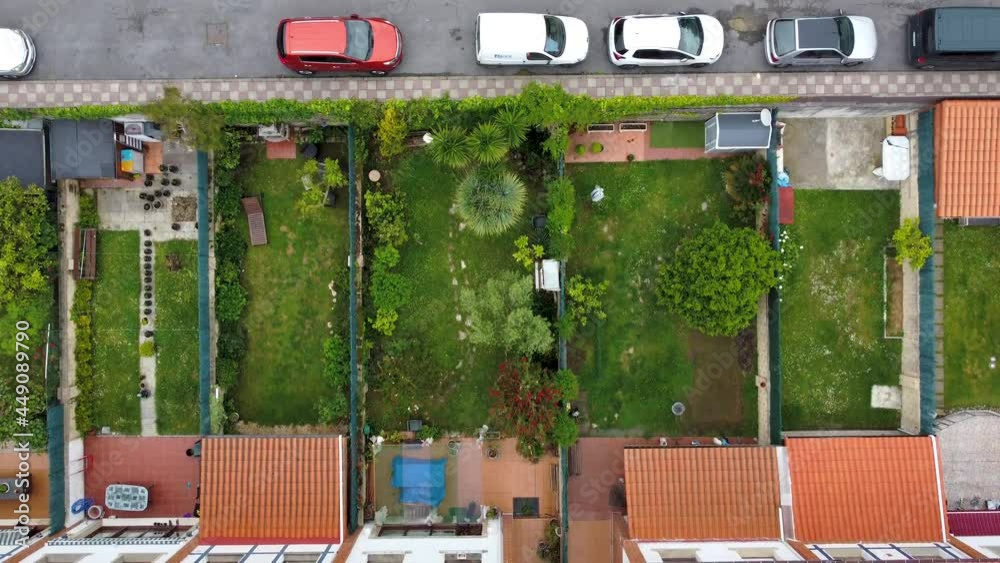 Aerial drone view of a paddle tennis court in a shanty town