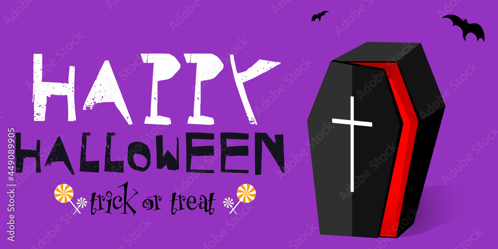 Fototapeta premium Halloween banner. Trick of Treat. Poster, greeting card for concept design, vector illustration.