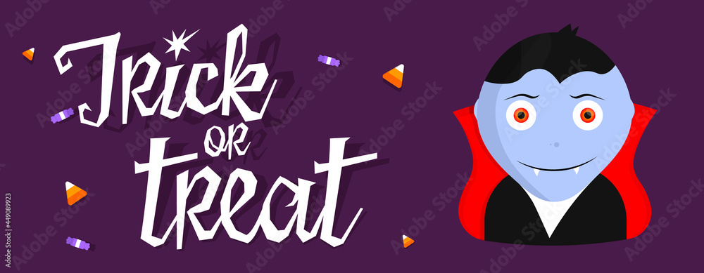 Halloween banner. Trick of Treat. Poster, greeting card for concept design, vector illustration. Halloween banner. Trick of Treat. Poster, greeting card for concept design, vector illustration.