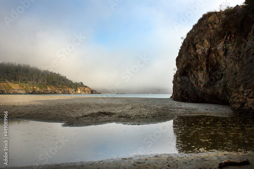 View of Pacific ocean on the California coast in Mendocino, United States.