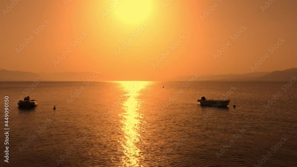 Sunset at Greek Island of Evia, drone video, Location Kavos Sunset at Greek Island of Evia, drone video, Location Kavos