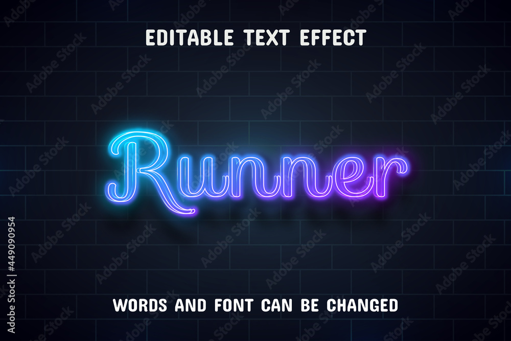 Runner text - editable neon text effect