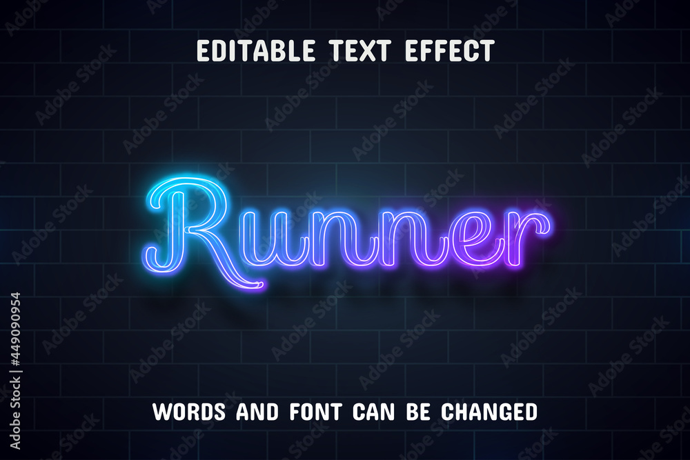 Runner text - editable neon text effect Runner text - editable neon text effect