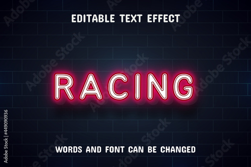 Racing text - editable neon text effect