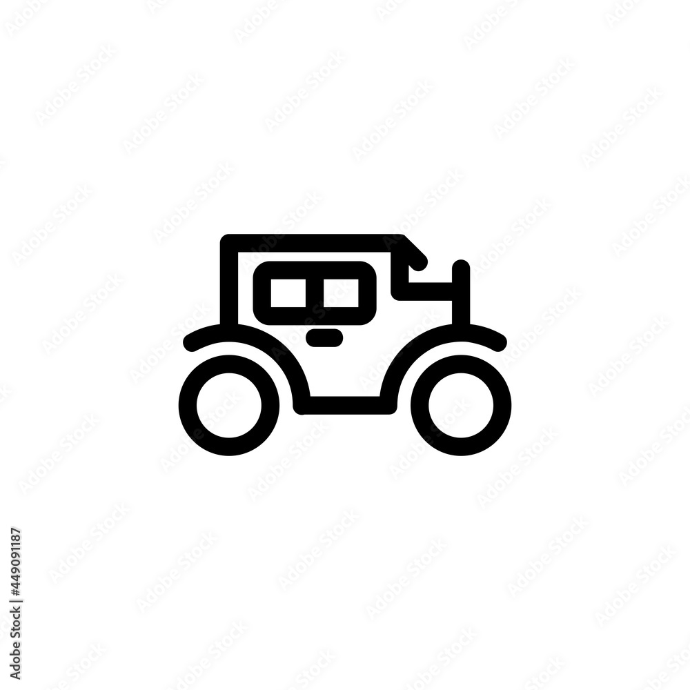Old Antique Car Monoline Icon Logo for Graphic Design Old Antique Car Monoline Icon Logo for Graphic Design