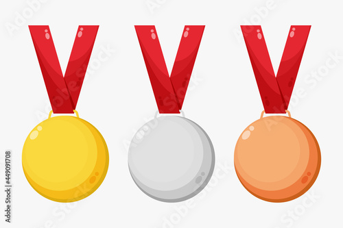 Gold, silver and bronze medal illustration