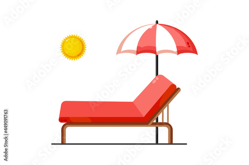 Illustration of sunbeds and umbrellas