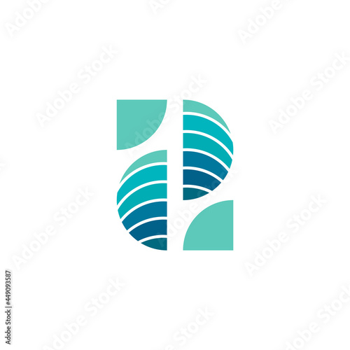 number 2 gradient blue deep logo vector