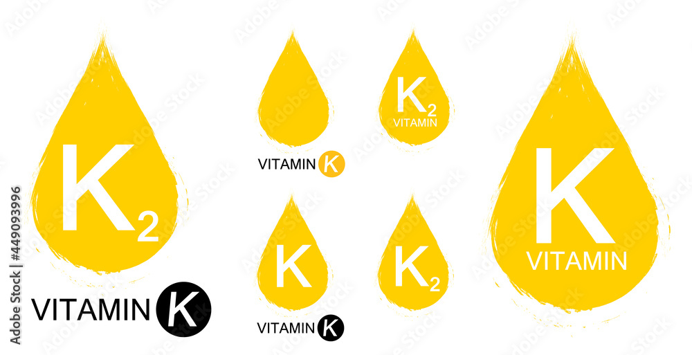 Vitamin K and K2, set isolated symbols, vector illustration Stock
