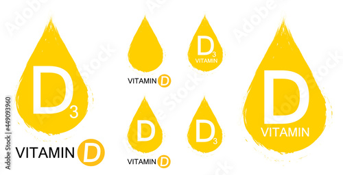 Set vitamin D and D3 symbols, vector signs