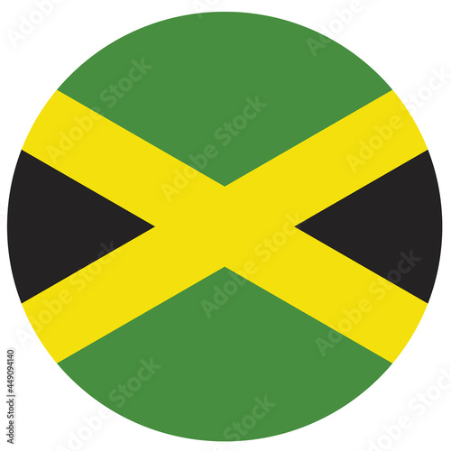 Colored Jamaica flag. Vector illustration of circle Jamaica flag
