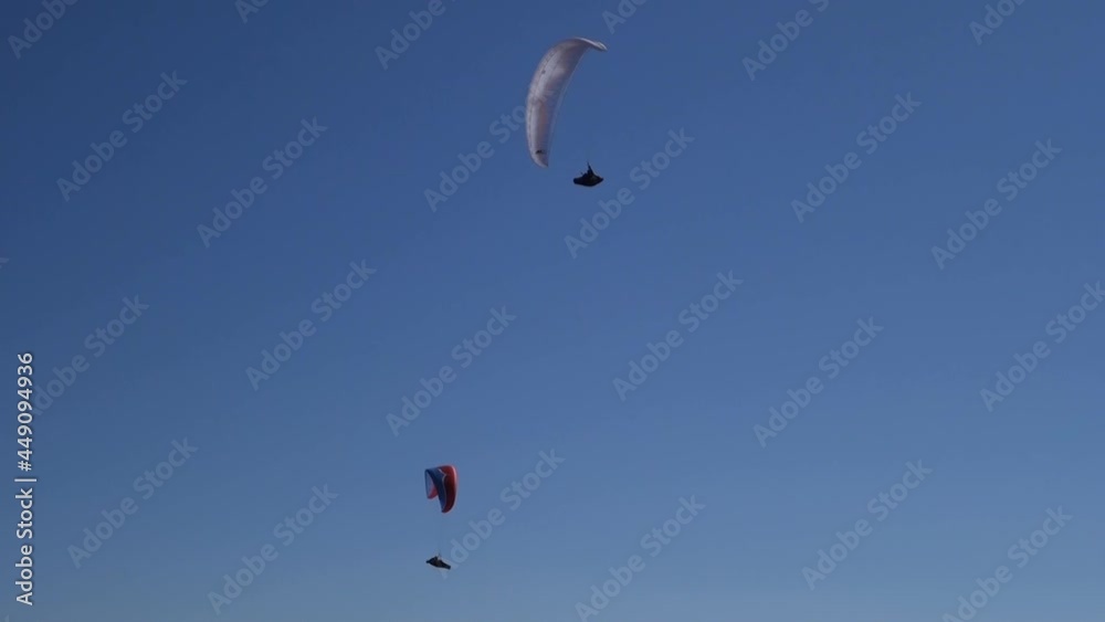 Paragliders With Parachutes Flying Above Atibaia, Sao Paulo, Brazil Paragliders With Parachutes Flying Above Atibaia, Sao Paulo, Brazil