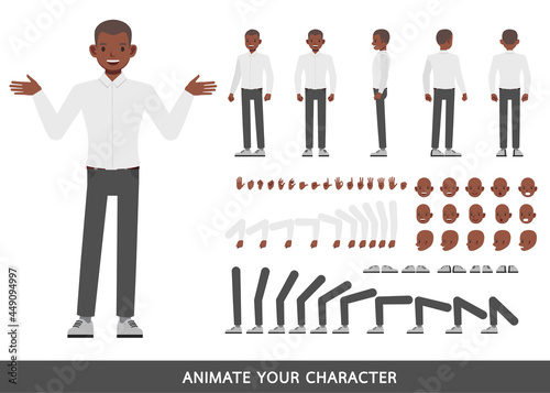 Businessman wear white shirt character vector design. Create your own pose.
