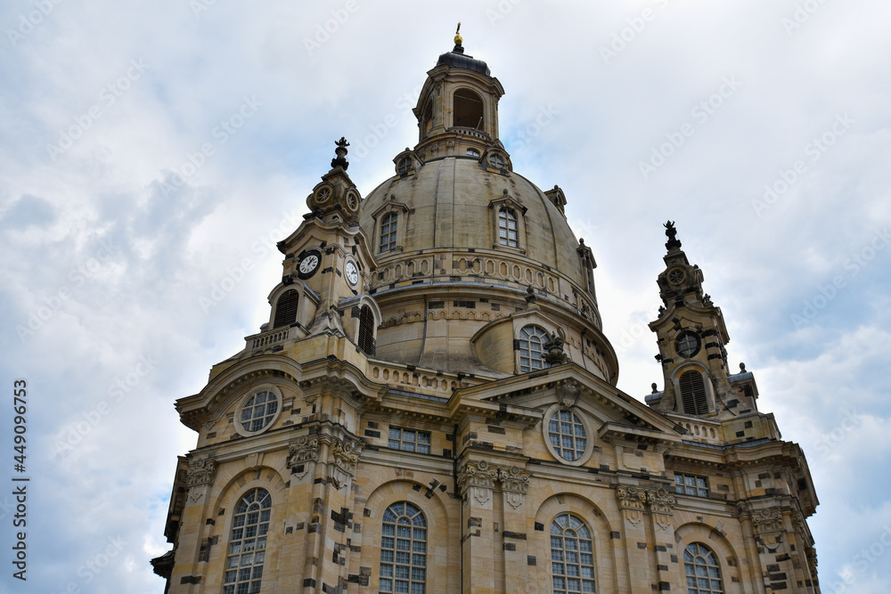 Dome of the Baroque Frauenkirche (Church of Our Lady) in Dresden, Germany