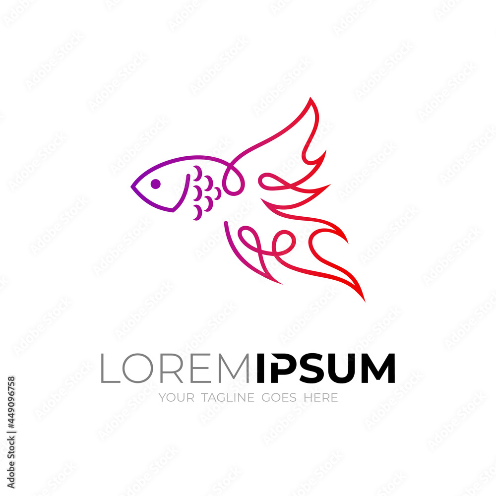 Animal fish logo with line design vector, simple icons Animal fish logo with line design vector, simple icons