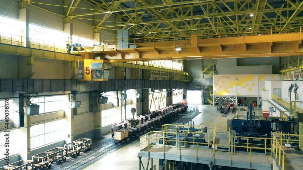Factory premises with industrial machines and copper materials Factory premises with industrial machines and copper materials