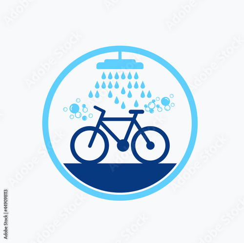 icon for bicycle wash service, simple and communicative design.
