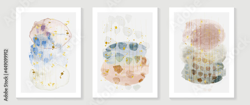 Contemporary botanical prints wall art. Golden palm and tropical leaves background vector. watercolor canvas frame design for prints and home decor.