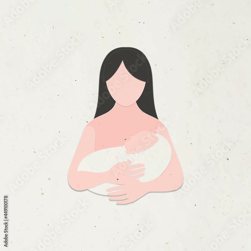 Paper craft mom holding a newborn character