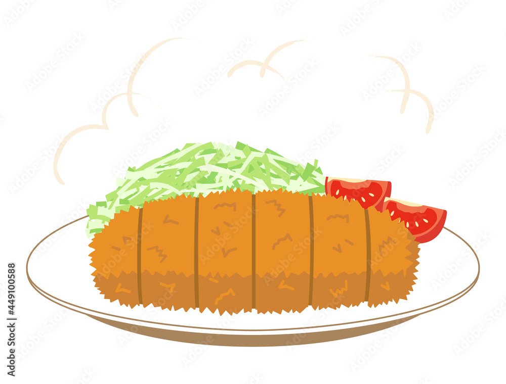 Vettoriale Stock キャベツの千切りとトマトが盛り付けられた とんかつのイラスト Adobe Stock Vettoriale Stock キャベツの千切りとトマトが盛り付けられた とんかつのイラスト Adobe Stock