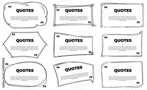 set of hand drawn quotes box template