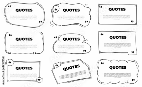 set of hand drawn quotes box template