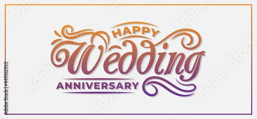 beautiful lettering happy wedding anniversary with gradient style