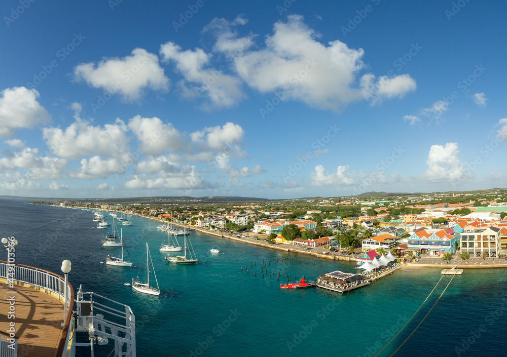 View of sailboats in the port of  Kralendijk, Bonaire