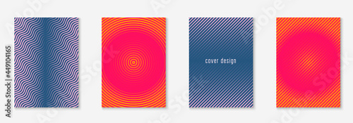 Gradient cover template with line geometric elements and shapes.