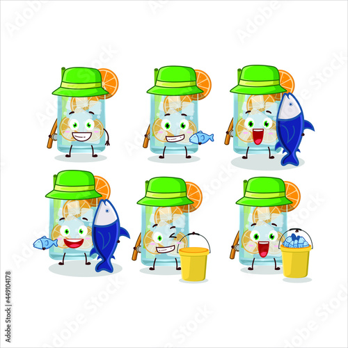A fisherman caipirinha cartoon picture catch a big fish. Vector illustration