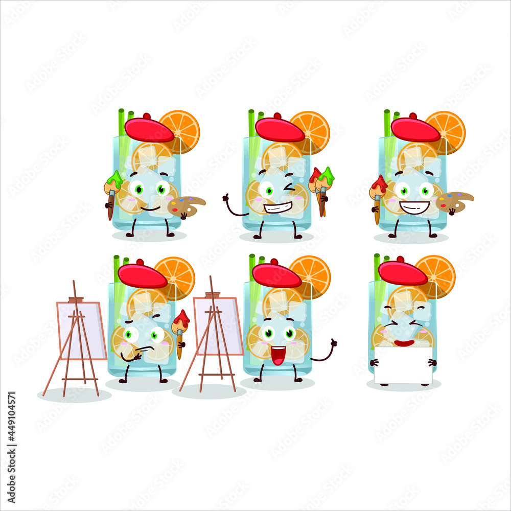 Artistic Artist of caipirinha cartoon character painting with a brush. Vector illustration Artistic Artist of caipirinha cartoon character painting with a brush. Vector illustration