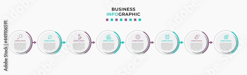 Vector Infographic design business template with icons and 8 options or steps. Can be used for process diagram, presentations, workflow layout, banner, flow chart, info graph
