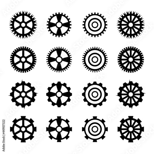 Gears icon Gear design mega collection Gear wheel icon set collection. Simple Gear wheel collection vector illustration
